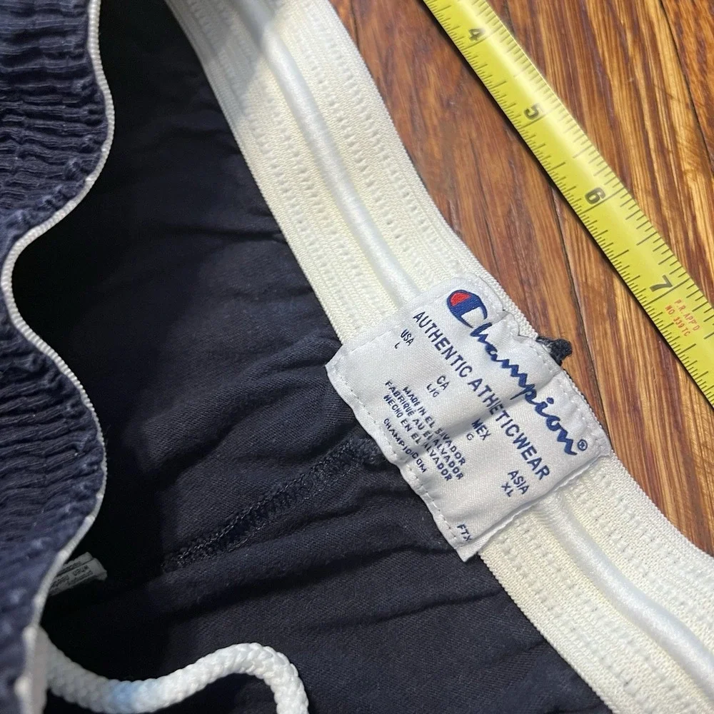 Champion Shorts Mens L Navy Blue Big C Logo Drawstring Athletic Cotton Vintage